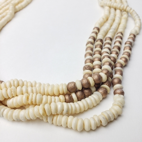 𝅺Vintage Multi Strand Earthtone Beaded Necklace - Picture 3 of 9